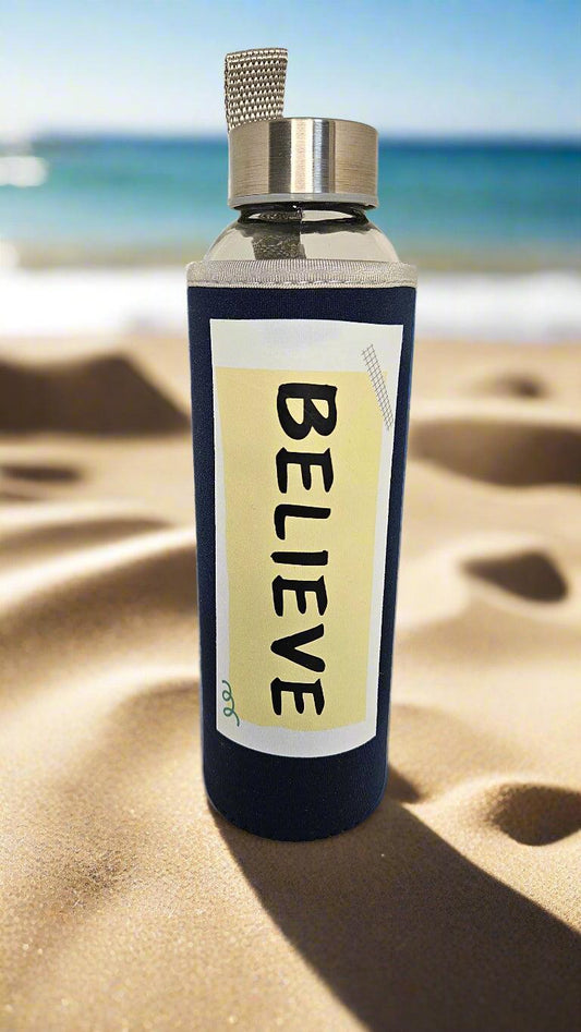 Glass Drink Bottle - Believe
