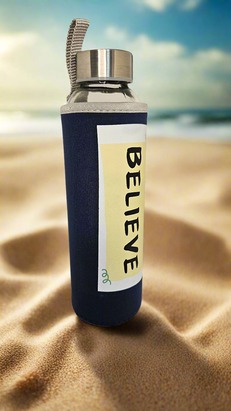 Glass Drink Bottle - Believe