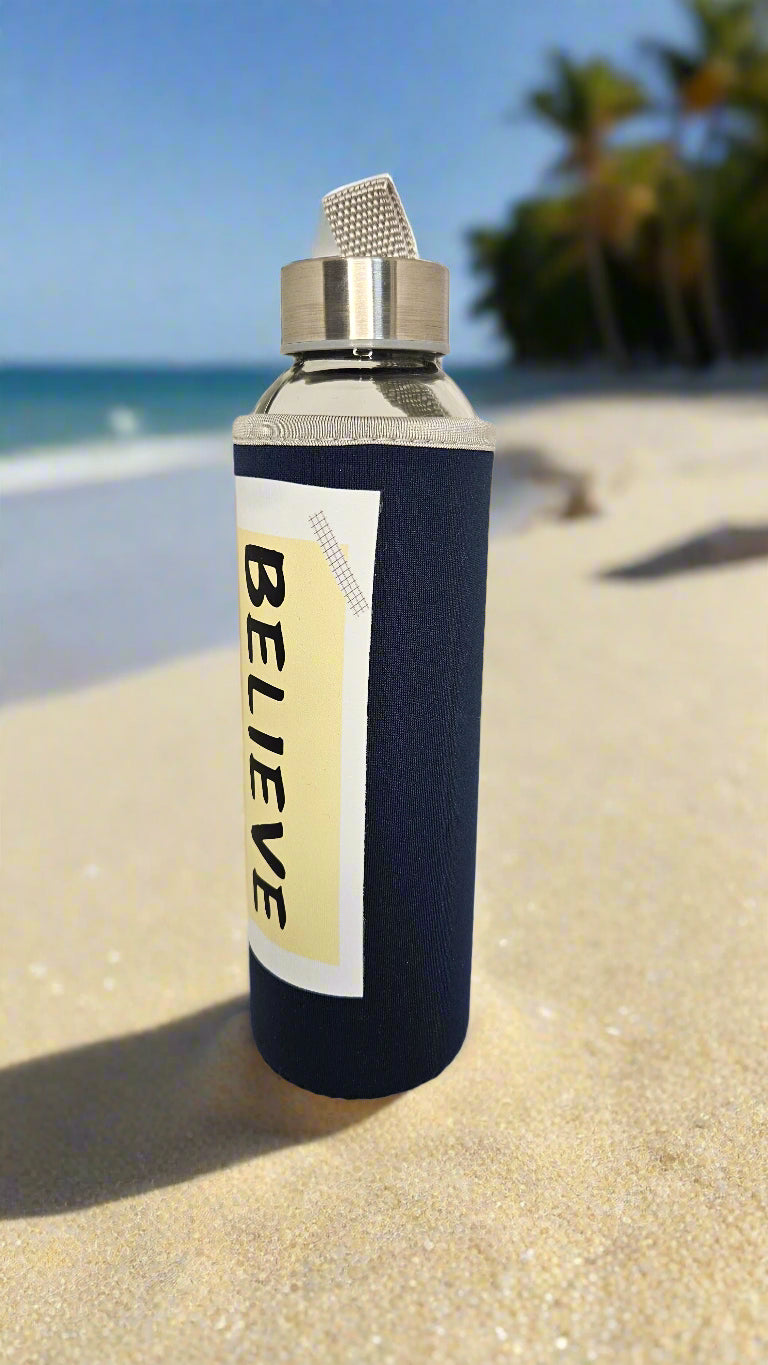 Glass Drink Bottle - Believe