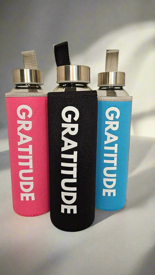 Glass Drink Bottle - Gratitude